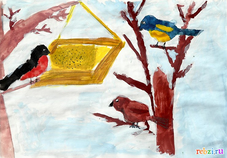 Кормушка для птиц (зимний рисунок)