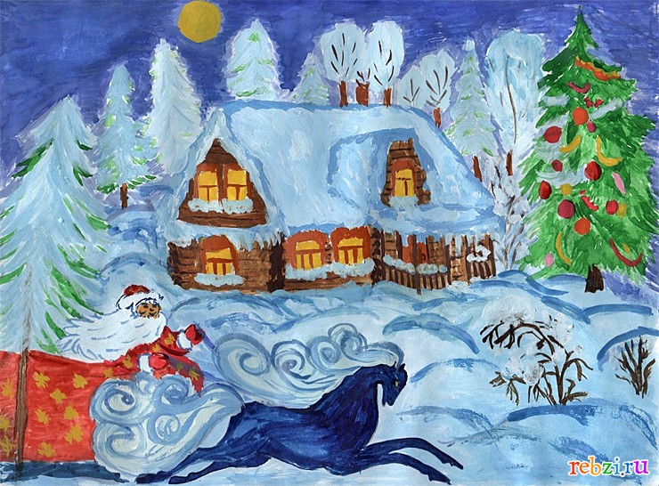 Раскраска Домик Деда Мороза