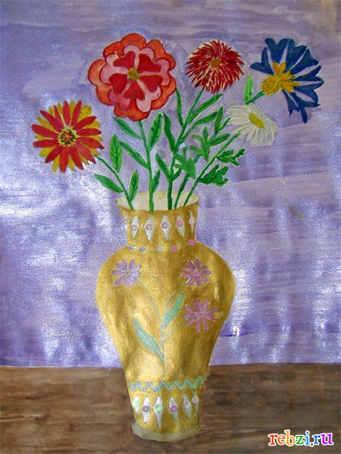 Детские рисунки - фестиваль. Детский рисунок / ваза с цветами
